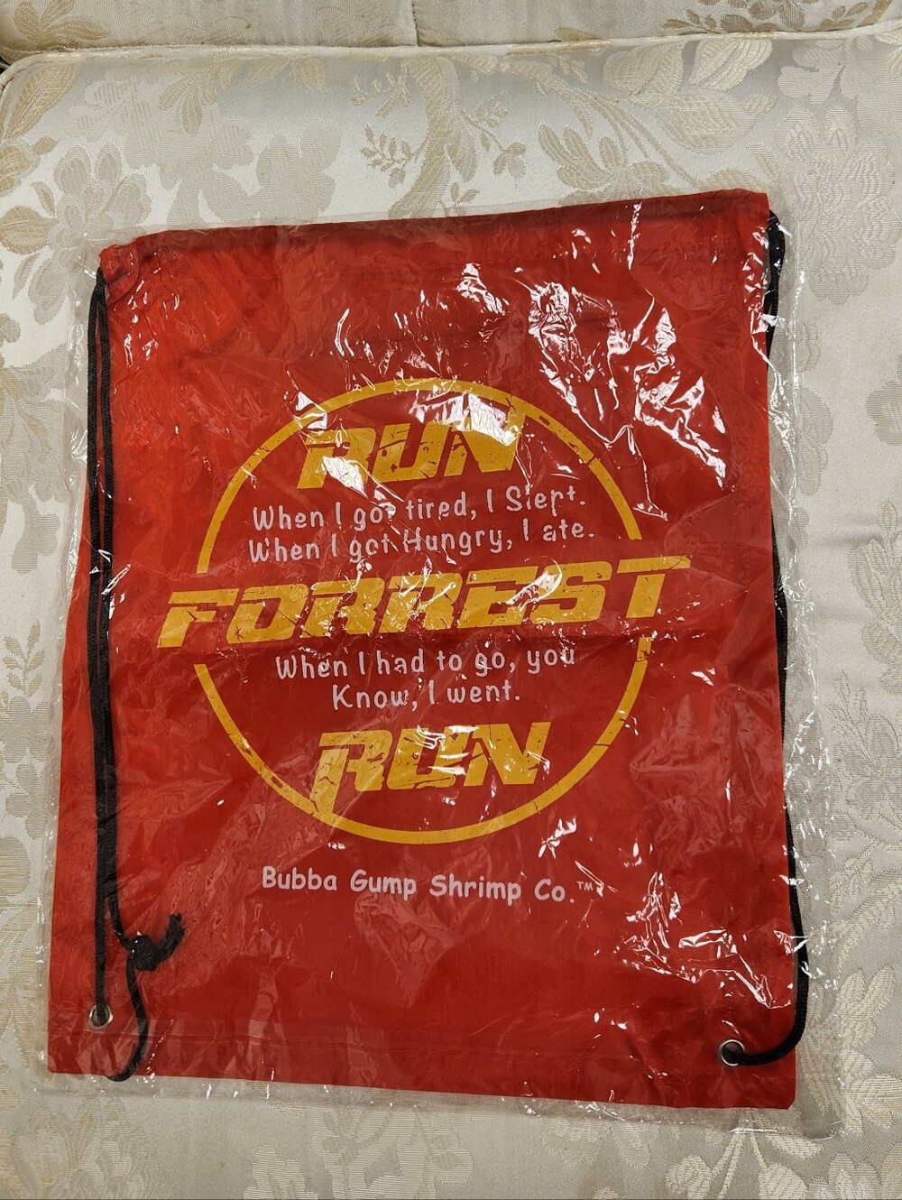 New Bubba Gump Shrimp Drawstring Cinch Sac - Run Forrest Run